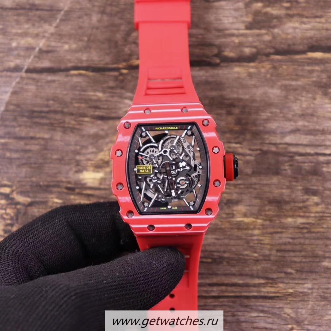 NEW Replica Richard Mille RM35-02 Rafael Nadal KVF Red & White Forged Carbon Skeleton Dial M8215