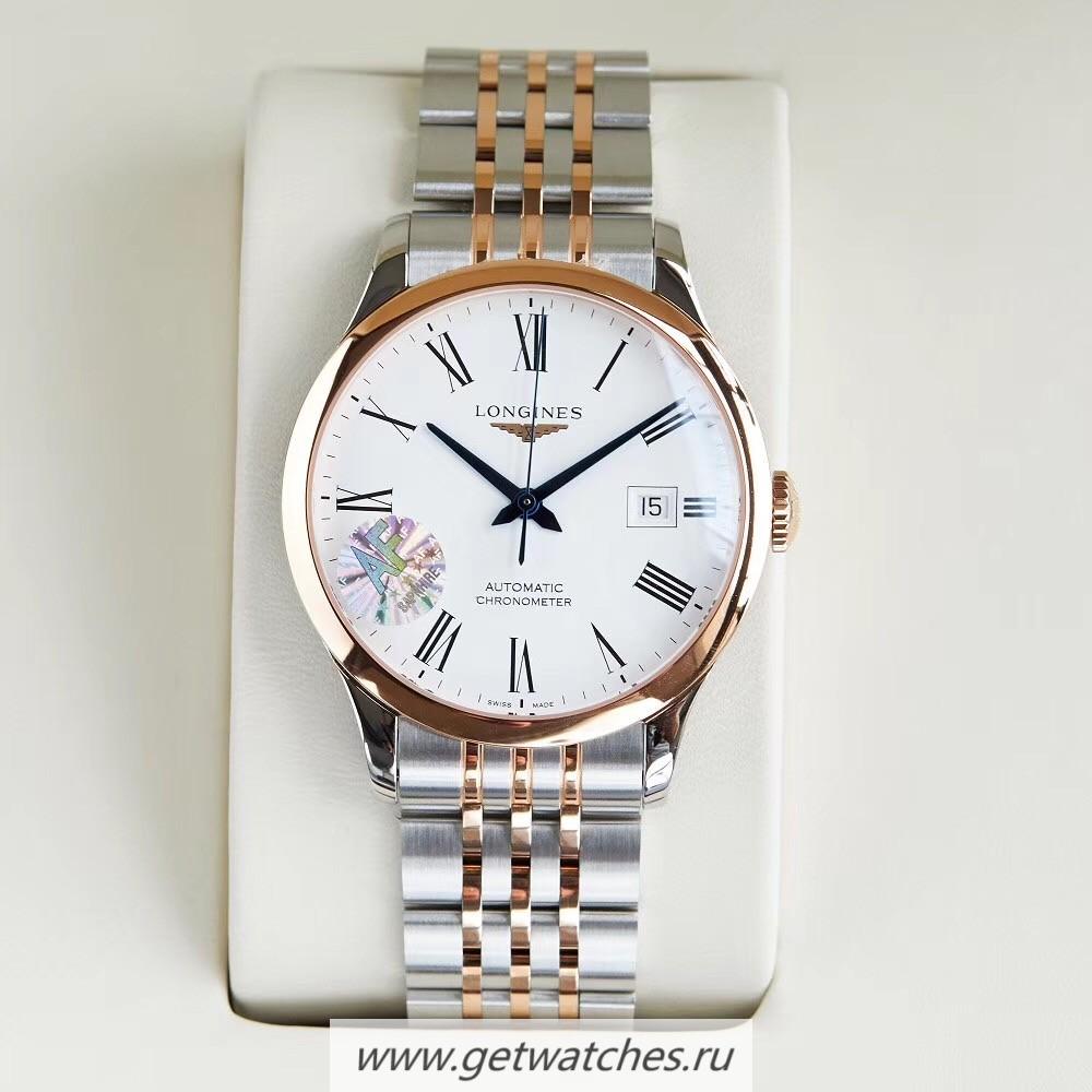 Fake Longines Record L2.821.4.11.6 AF SS & Rose Gold White Dial L888.4