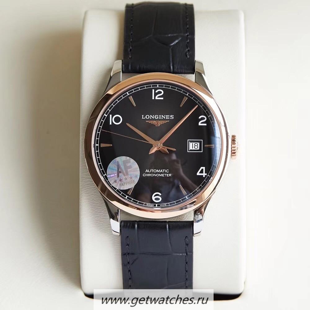 High Quality Longines Record L2.821.4.56.2 AF SS & Rose Gold Black Dial L888.4