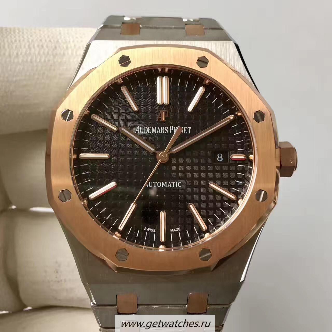 Fake Audemars P1g*et Royal Oak 15400 JF SS & Rose Gold Black Dial 3120