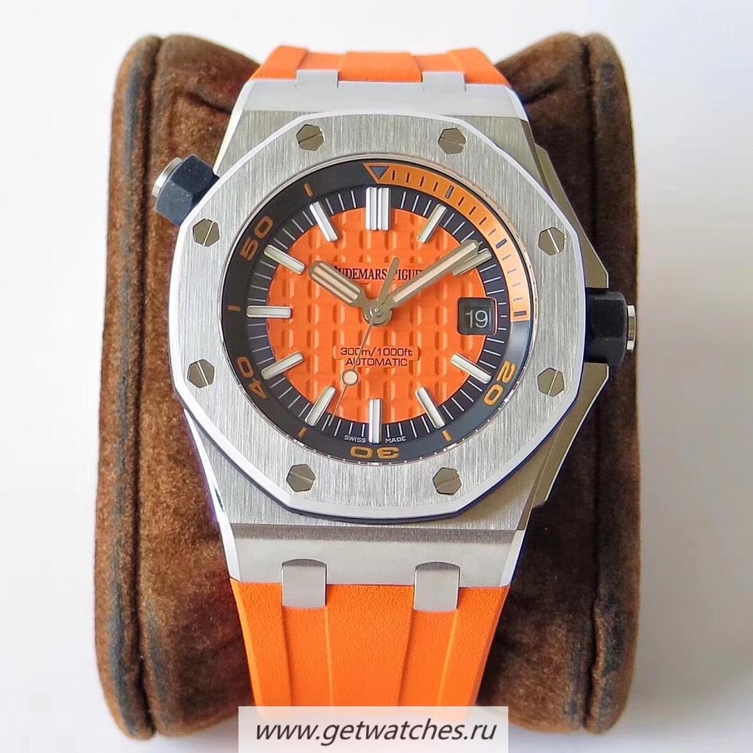 Copy Audemars P1g*et Royal Oak Offshore Diver 15710 JF V8 SS Orange Dial 3120