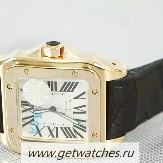 NEW Replica Ca*t1er Santos 100 Rose Gold White Dial 2836