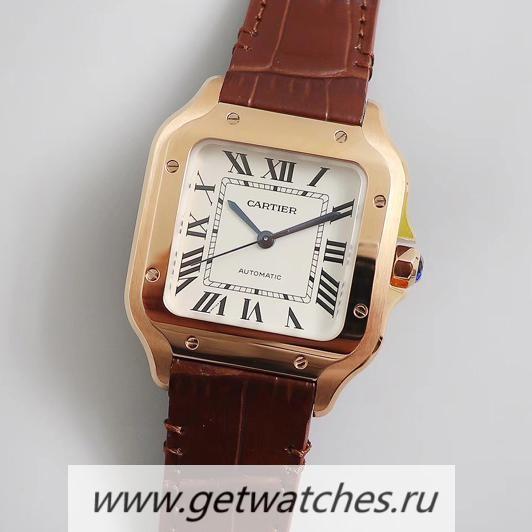 Perfect Replica Ca*t1er Santos WGSA0012 V6F 35mm Rose Gold White Dial M9015
