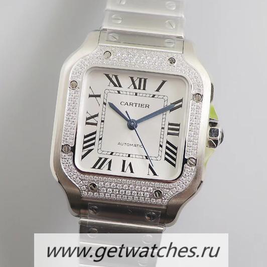 NEW Replica Ca*t1er Santos WJSA0006 BVF V2 35mm SS & D1am0nd Silver Dial M9015