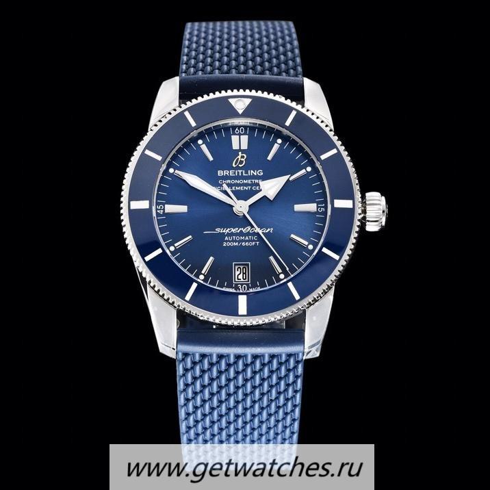 High Quality Breitling S*perocean Heritage II 42mm GF SS Blue Dial Blue Rubber Strap 2824 V2