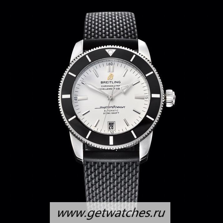 Fake Breitling S*perocean Heritage II 42mm GF SS White Dial Black Rubber Strap 2824 V2