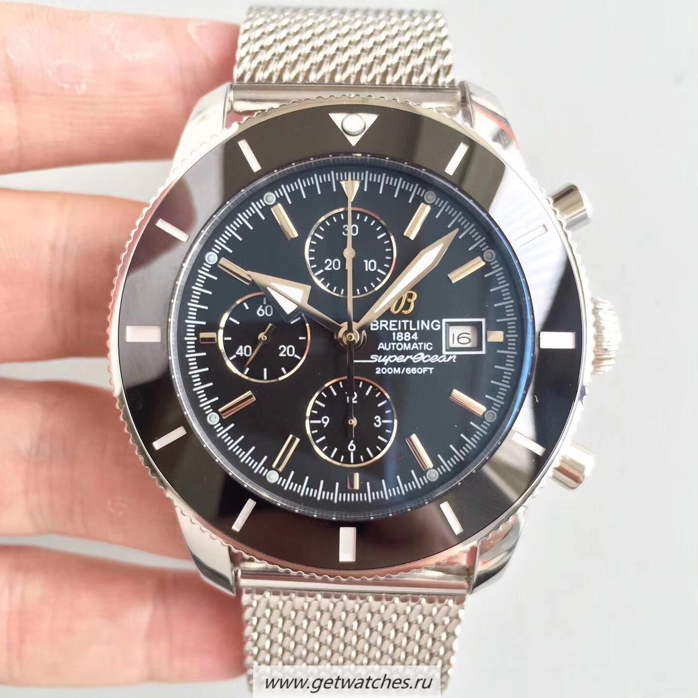 Shop Breitling S*perocean Heritage II Chrono 46 A1332024/B908/152A Noob Factory SS Black Dial 7750