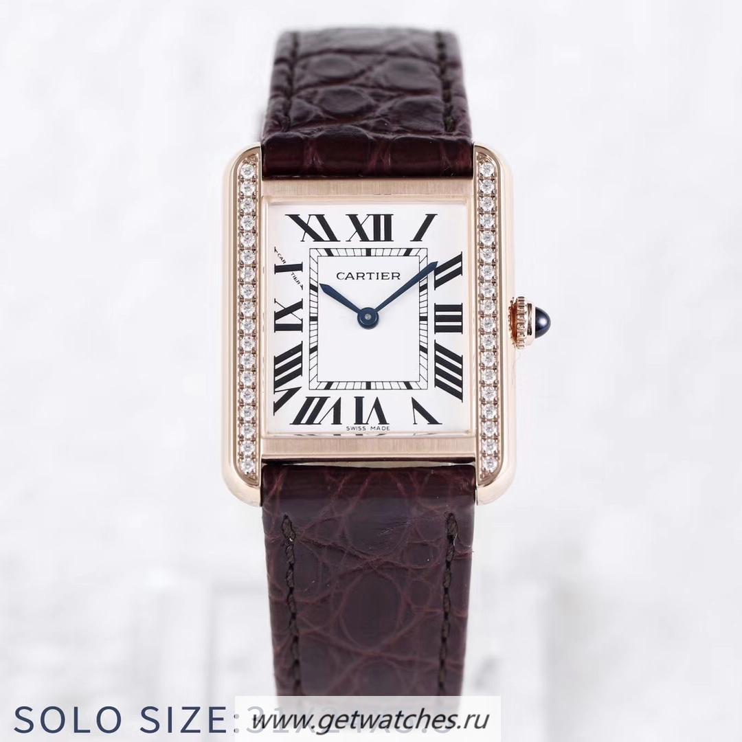 Replica Ca*t1er Tank Solo Ladies 31mm AF Rose Gold & D1am0nds White Dial Ronda Quartz