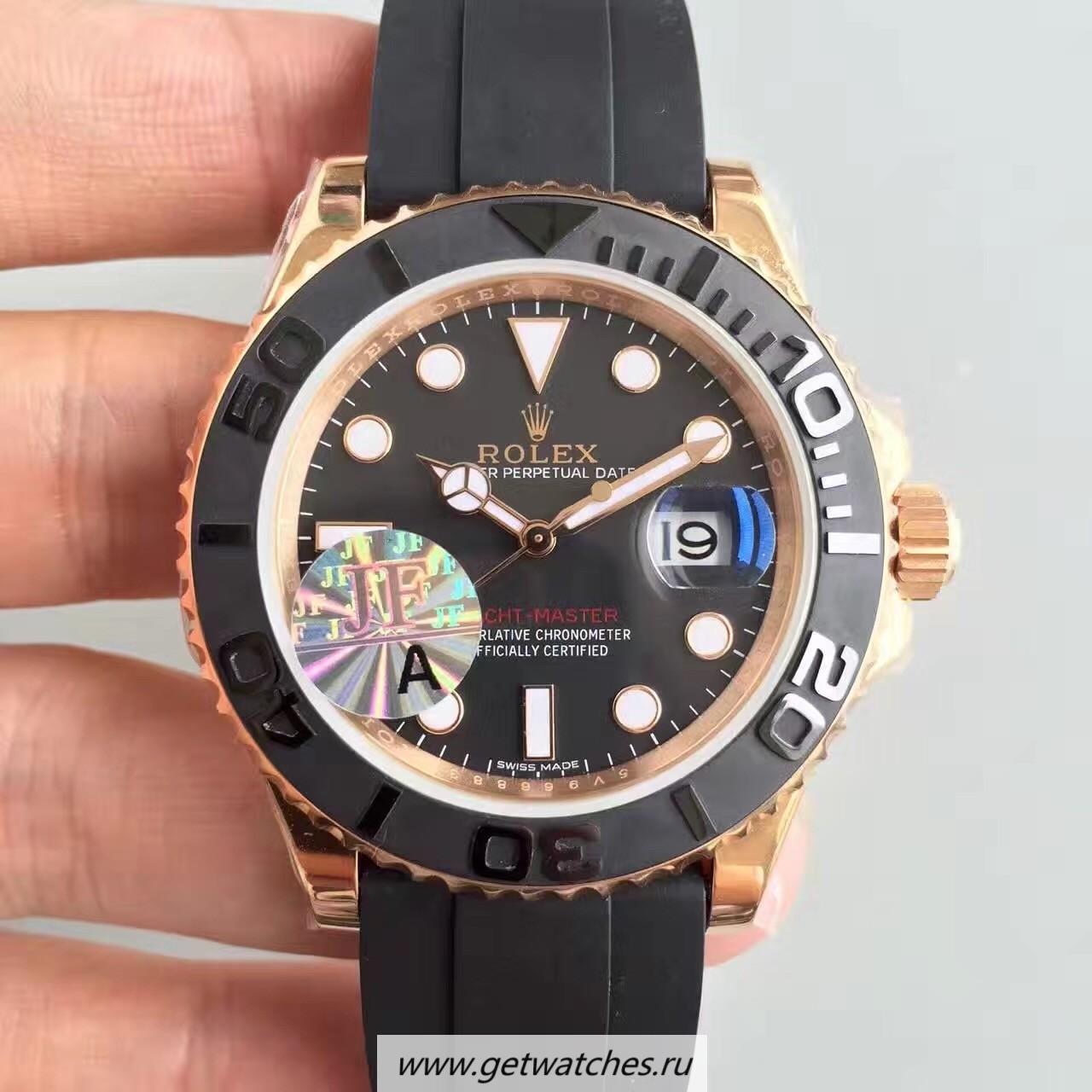 Copy R01ex Yacht-Master 40 116655 2018 JF Rose Gold Black Dial 2836